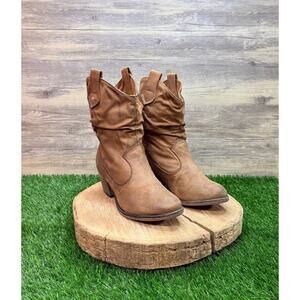 Rocket Dog Women - Size 9 - Tan Faux Suede Slouch Cowboy Boots 12625